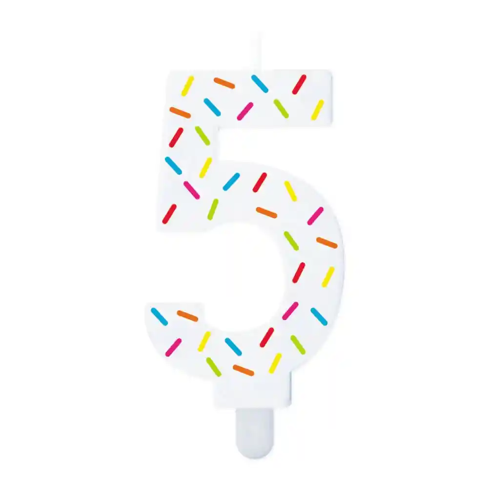 Vela Blanca Chispas Colores Numero 5 - Sempertex