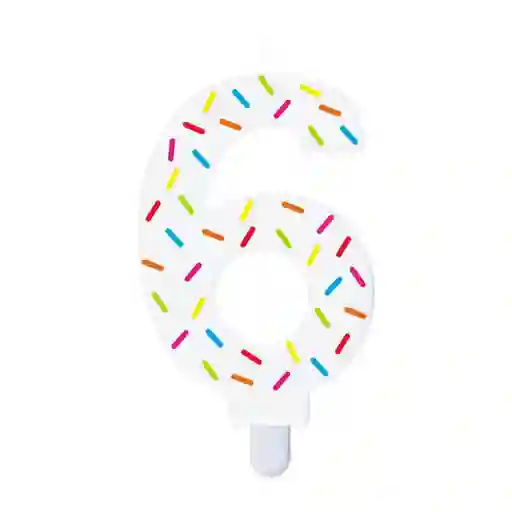 Vela Blanca Chispas Colores Numero 6 - Sempertex