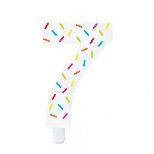 Vela Blanca Chispas Colores Numero 7 - Sempertex
