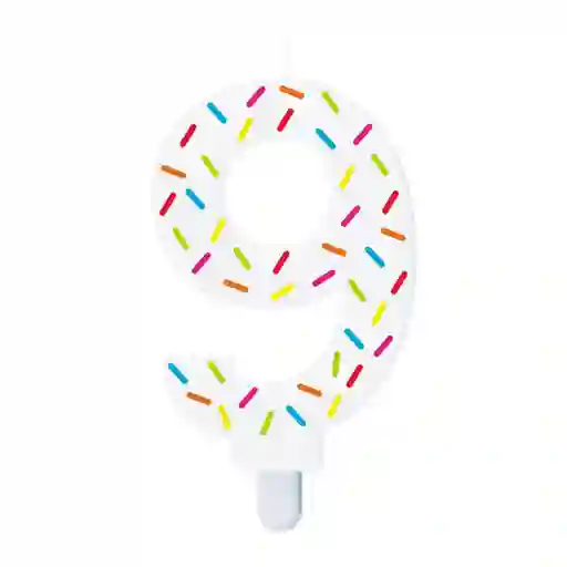 Vela Blanca Chispas Colores Numero 9 - Sempertex