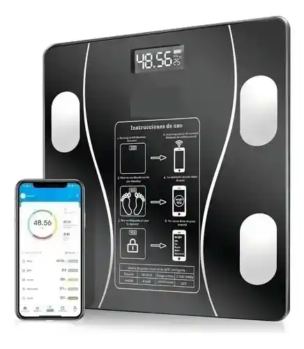 Bascula Para Persona Digital Bluetooth Color Negro