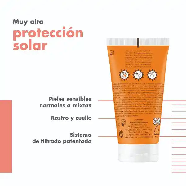 Protector Solar Fluido Con Color Avène Spf 50+ 50 Ml