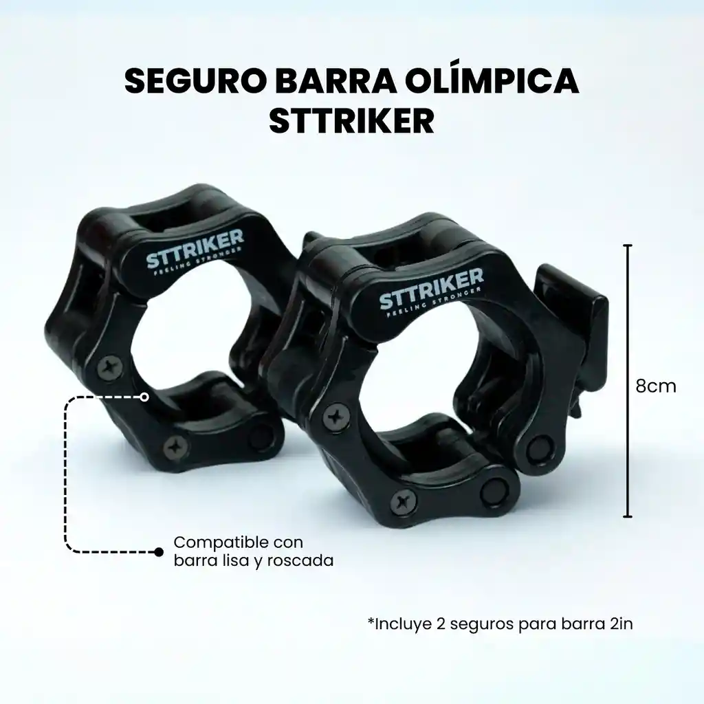 Seguro Barra Olímpica Collarin Tope Clips Profesional Gym X2 (negro)