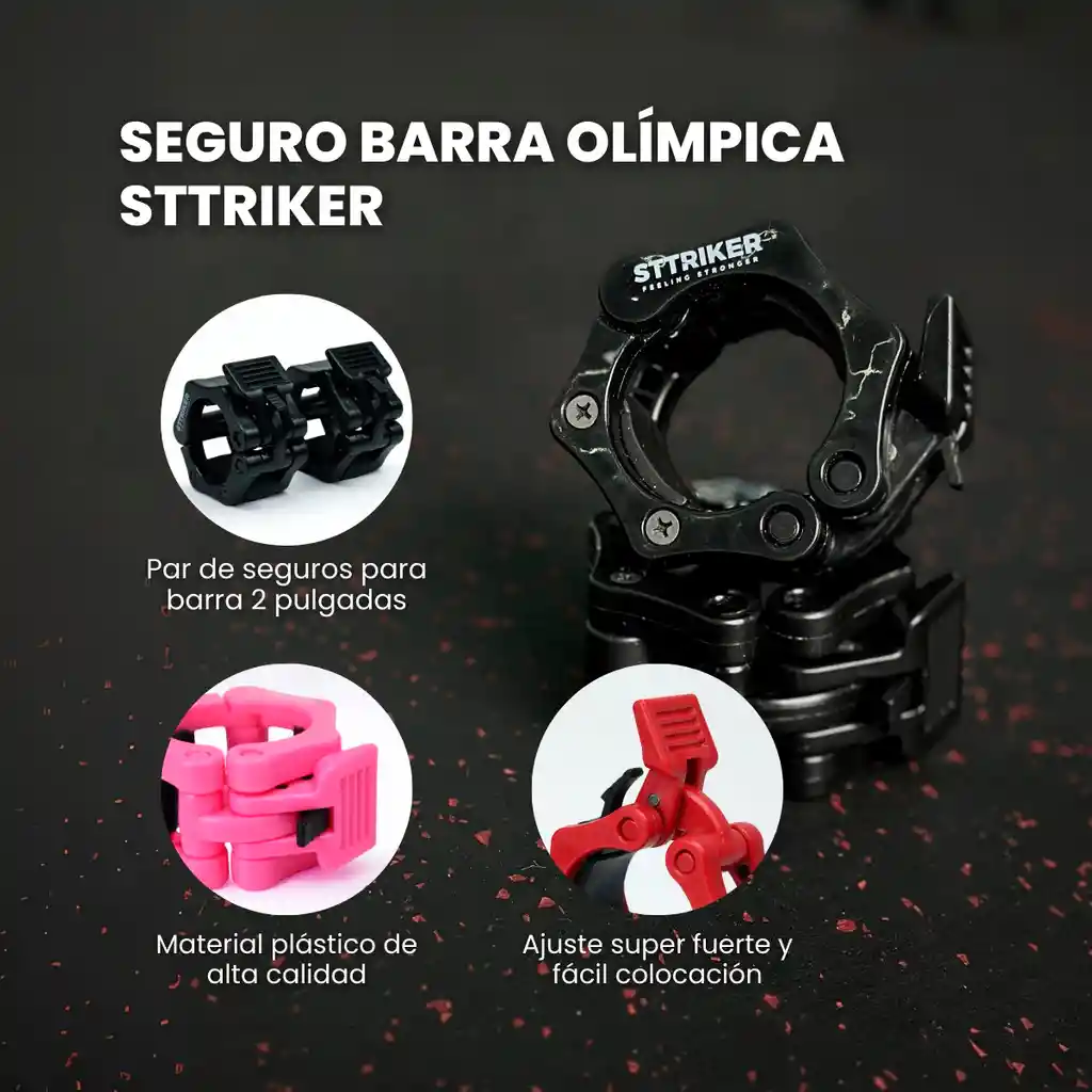 Seguro Barra Olímpica Collarin Tope Clips Profesional Gym X2 (negro)