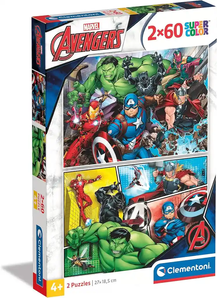 Rompecabezas 2 En 1 60 Piezas Marvel Avengers Para Niños
