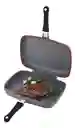 Sartén Doble Parrilla 36 Cms Antiadherente Dessini Italiana Color Negro