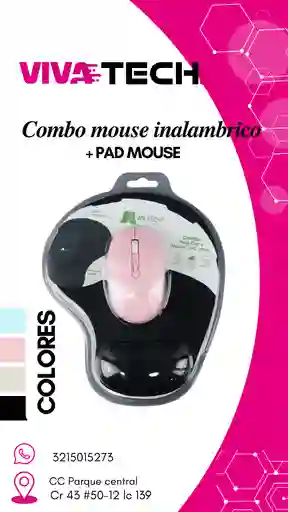 Combo Mouse Inalambrico + Pad Mous Gel