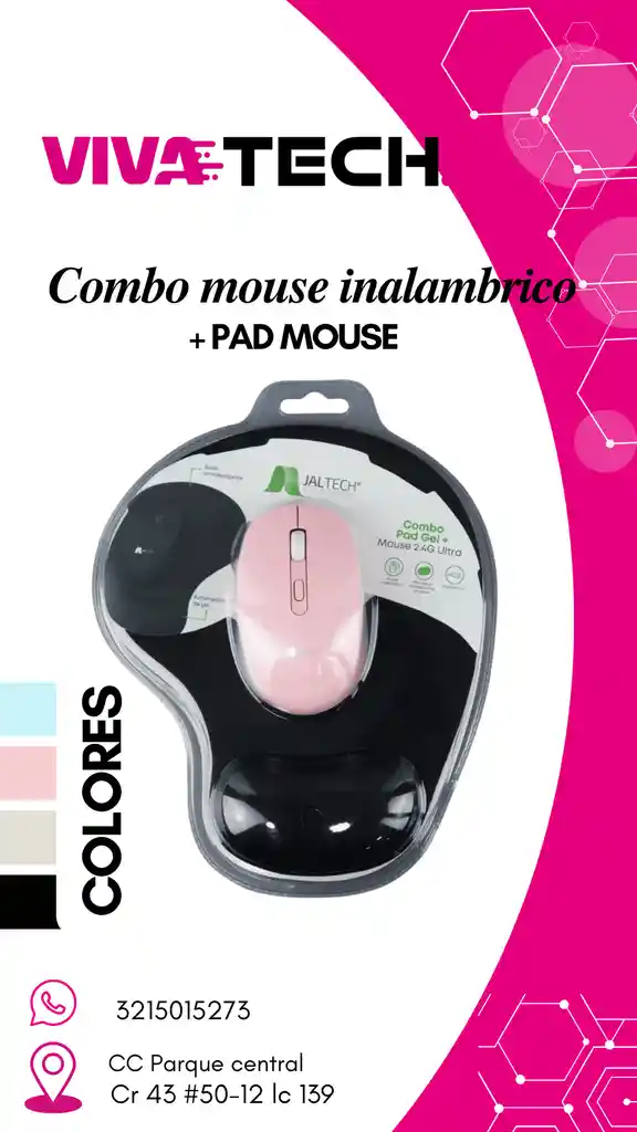 Combo Mouse Inalambrico + Pad Mous Gel