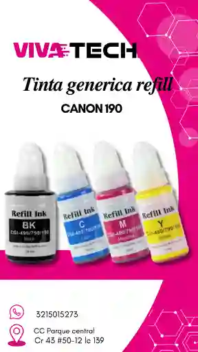 Kit X4 Tintas Refill Genericas 190 Canon