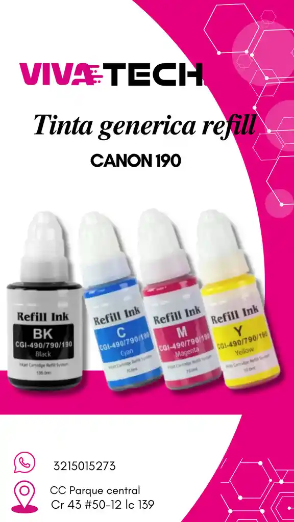 Kit X4 Tintas Refill Genericas 190 Canon