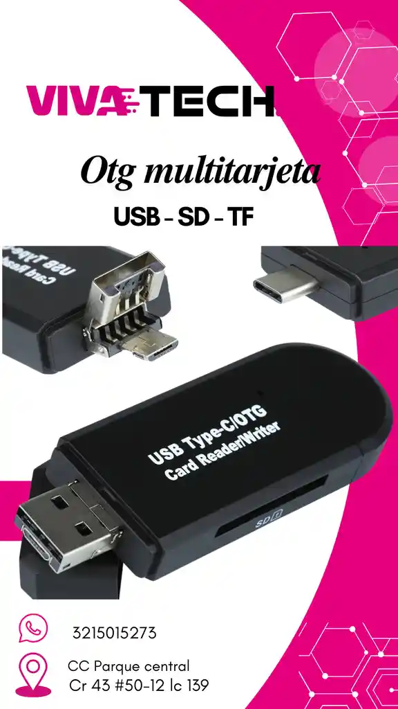 Tarjeta Otg Sd A Usb, Tipo C, Micro Usb (v8)