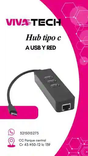 Hub Tipo C A Usb Y Red (lan)