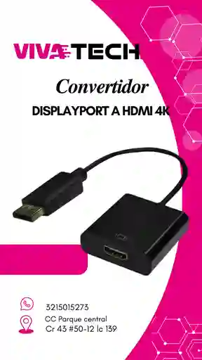 Convertidor Display Port A Hdmi 4k