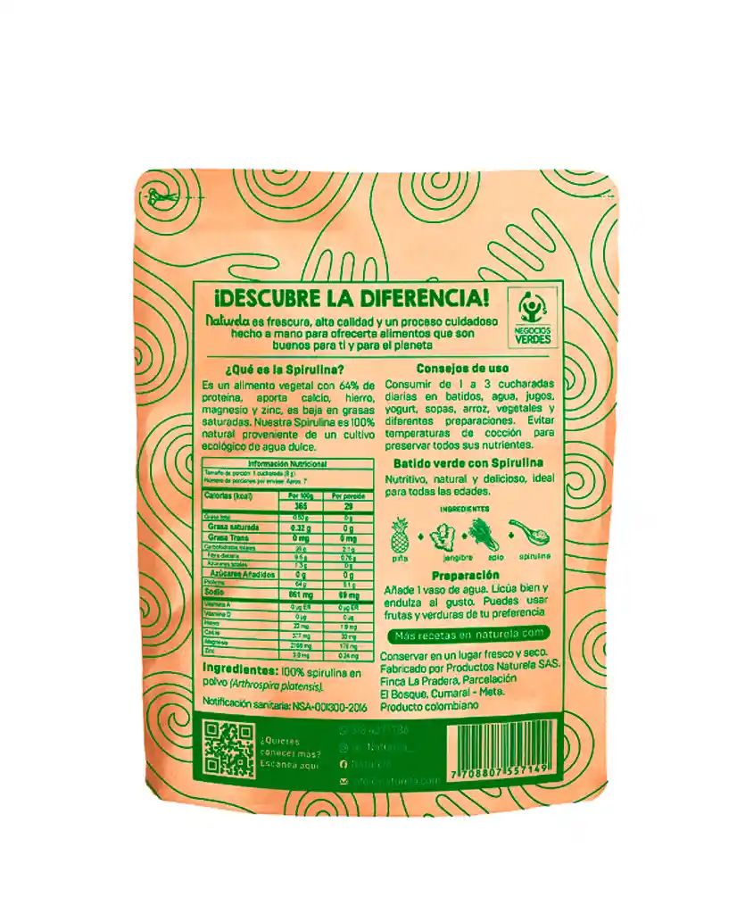 Spirulina En Polvo Naturela 100 Gr