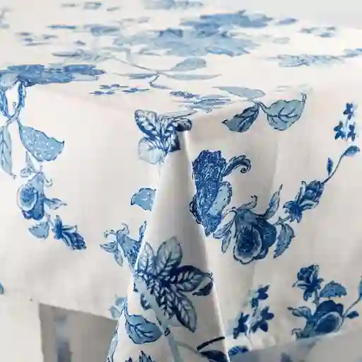 Mantel Expressions Flora 180x260cm Azul Algodon