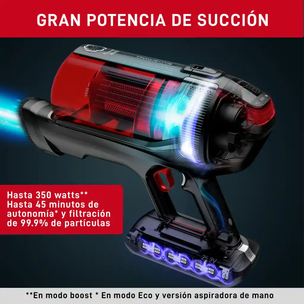 Aspiradora Inalámbrica T-fal X-force Flex 12.60 Acc Mascotas Color Rojo 110v