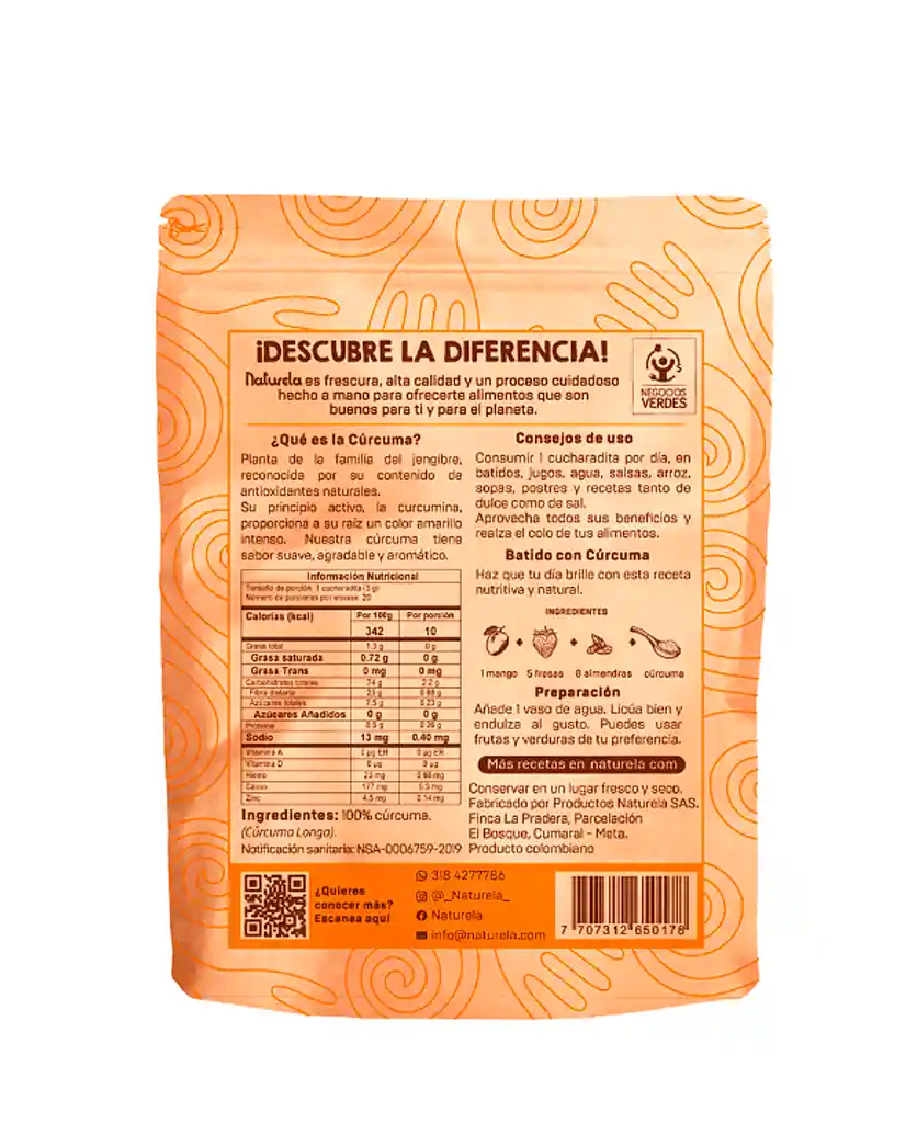 Cúrcuma En Polvo Naturela 100 Gr
