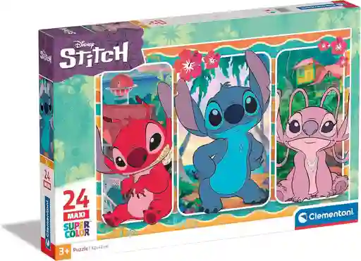 Rompecabezas 24 Piezas Stitch Y Sus Amigos Para Niños