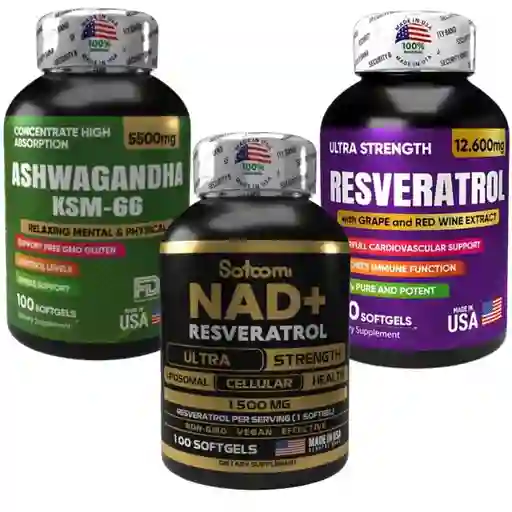Combo Ashwagandha + Nad+ Y Resveratrol Americano