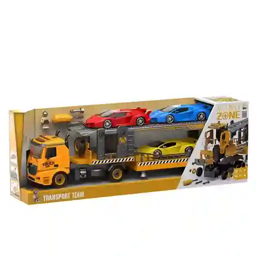 Camión De Carga De Juguete Con Fricción Para Niños Con 3 Mini Coches Modelo Remolque De Dos Pisos
