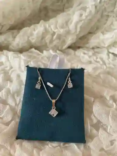 Juego Zircon Blanco Plata 925