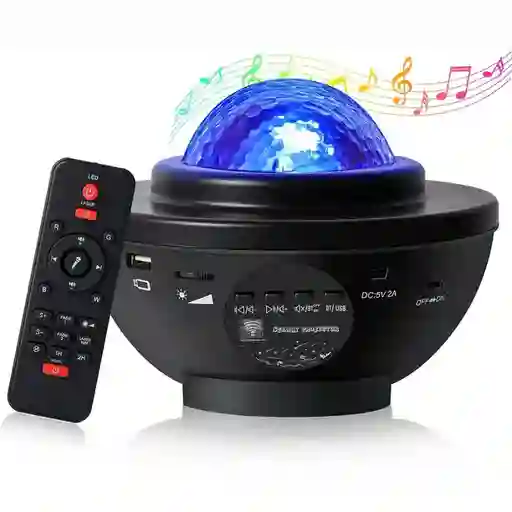 Proyector Led Estrellas Galaxias Parlante Bluetooth Color Negro