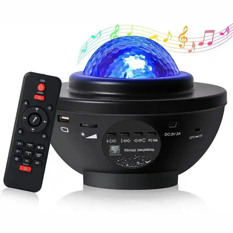 Proyector Led Estrellas Galaxias Parlante Bluetooth Color Negro