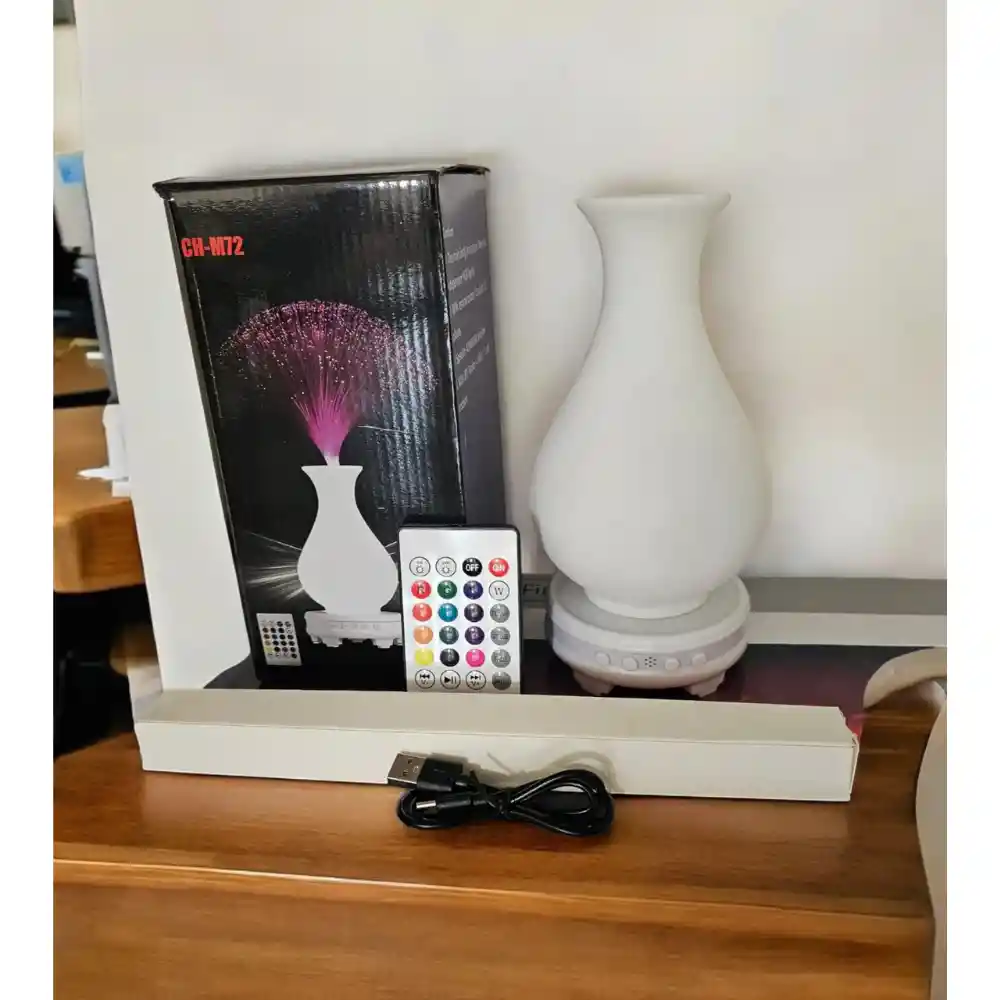 Florero Maceta Luminosa Parlante Bluetooth 12 Colores Fibra Optica Con Control Remoto