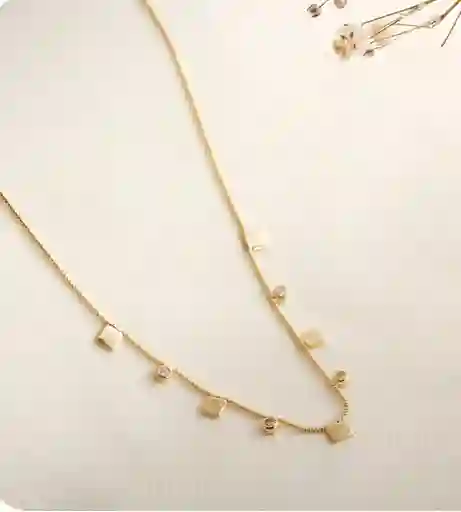 Collar Circon En Oro Laminado
