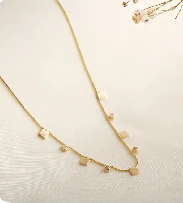 Collar Circon En Oro Laminado