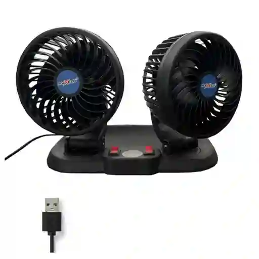 Ventilador Doble Para Carro Y Oficina Graduable Conexion Usb O Para Encendedor