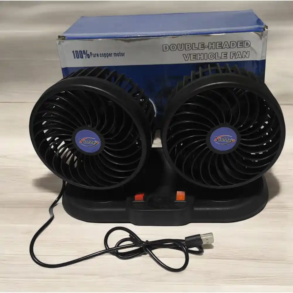 Ventilador Doble Para Carro Y Oficina Graduable Conexion Usb O Para Encendedor