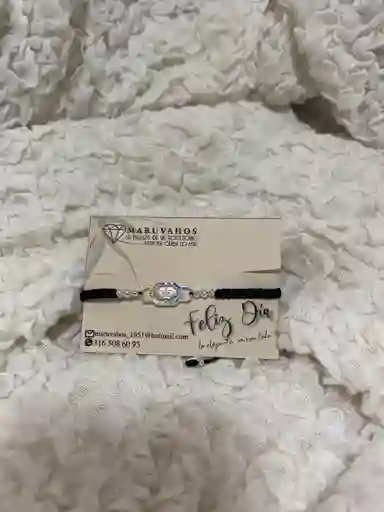 Pulsera Tejida Dije Plata