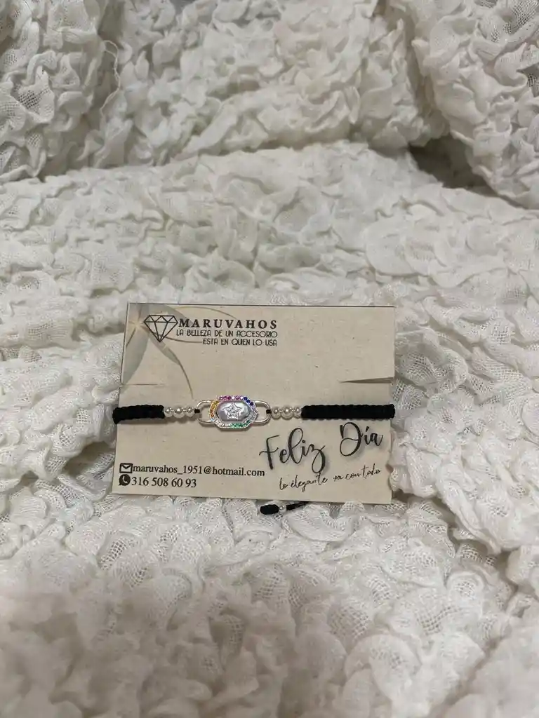 Pulsera Tejida Dije Plata