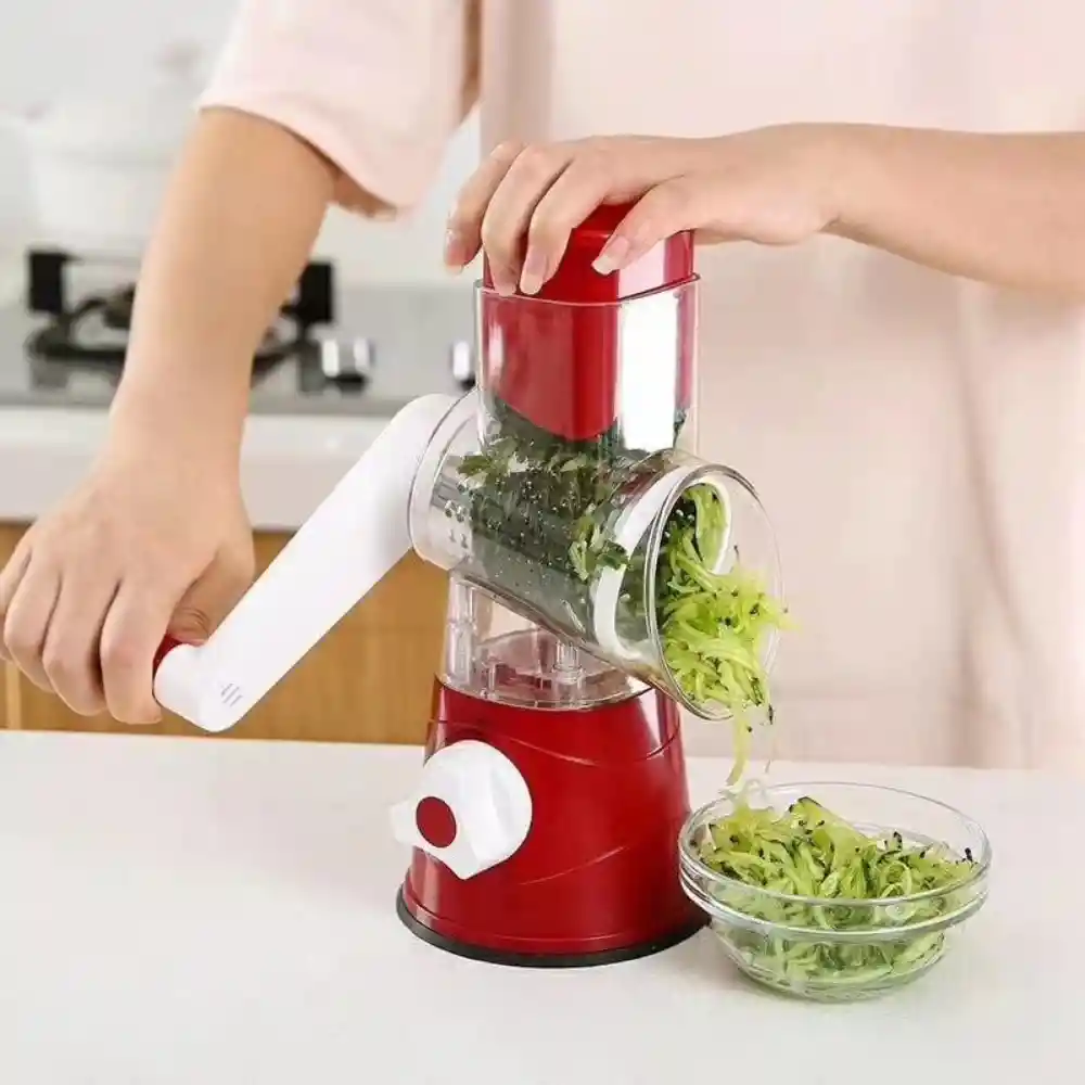 Molino Rallador Cortador De Verduras 3 En 1 Rojo