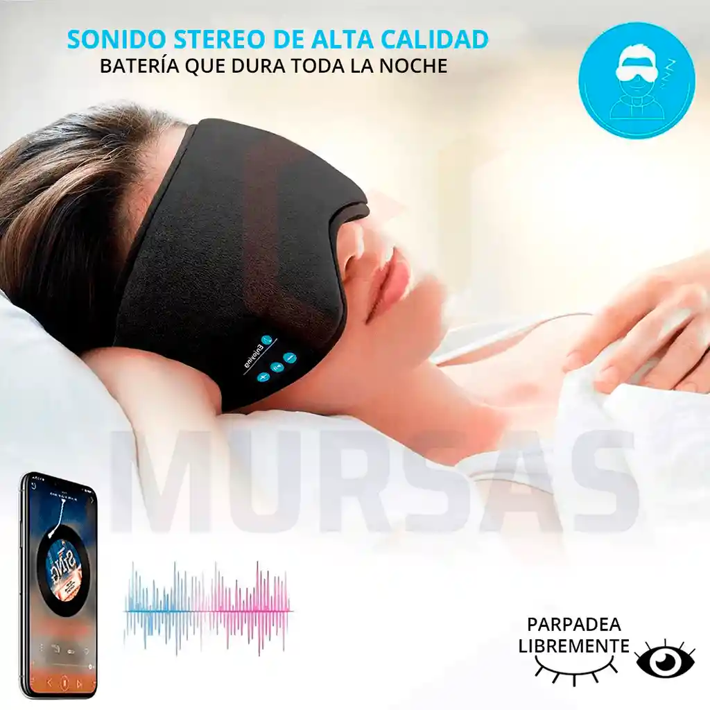 Antifaz Audifonos 3d Estres Viajar Insomnio Gafas Migraña