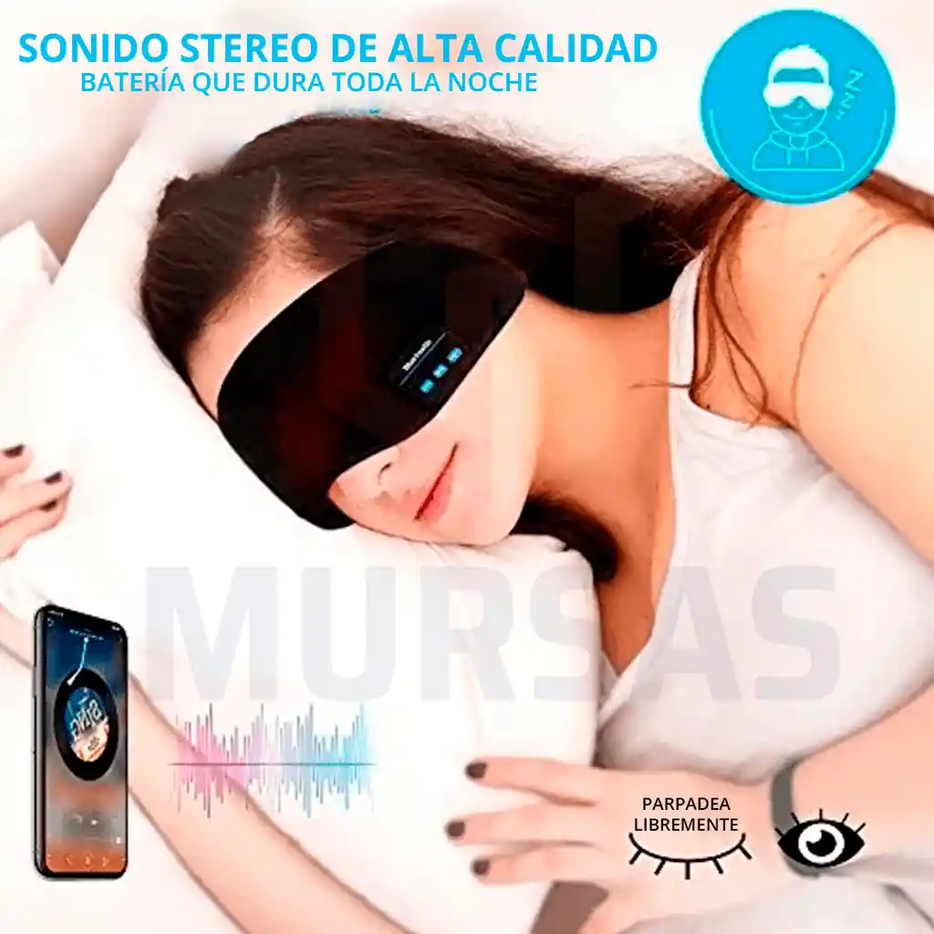 Antifaz Audifonos 3d Estres Viajar Insomnio Gafas Migraña