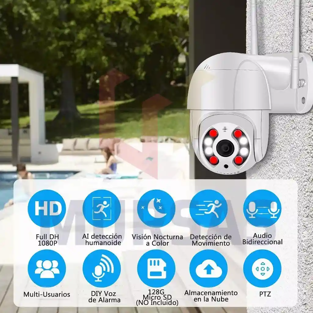 Camara Exterior Full Hd Con Vision Nocturna Vigilancia 24/7