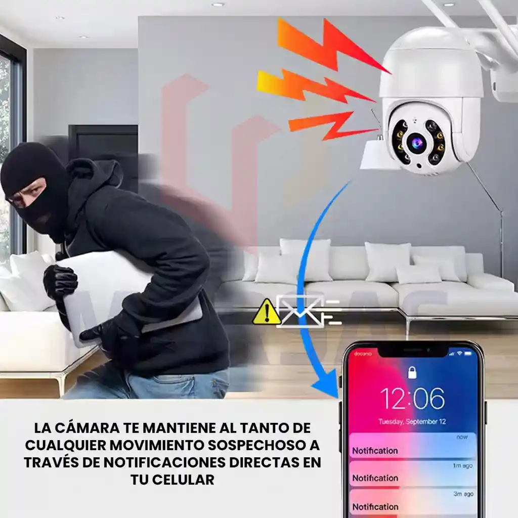 Camara Domo Giratoria 360° De Seguridad Wifi Full Hd 1080p