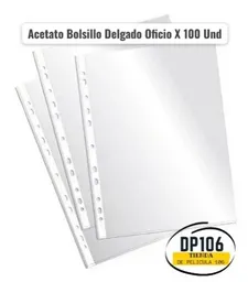 Acetato Bolsillo Delgado Tamaño Oficio X 100 Und