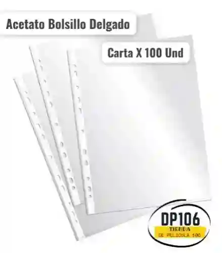 Acetato Bolsillo Delgado Tamaño Carta X 100 Und
