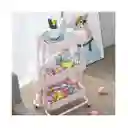 Carrito Organizador Multiusos Con 3 Estantes De Acero Con Rueda Rosa
