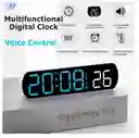 Reloj Despertador Digital Moderno Multifunción Led Control De Sonido Y Temperatura Recargable Tipo C (funciona Con Pilas Aaa)