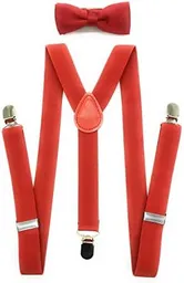 Corbatín Y Tirantes Rojo Diseño Elegante Adultos Y Niños