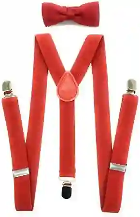 Corbatín Y Tirantes Rojo Diseño Elegante Adultos Y Niños
