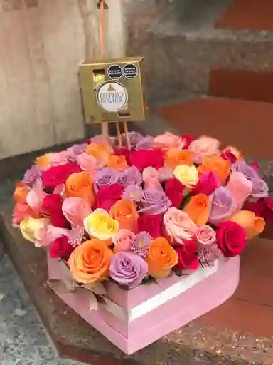 Corazón De Rosas De Colores