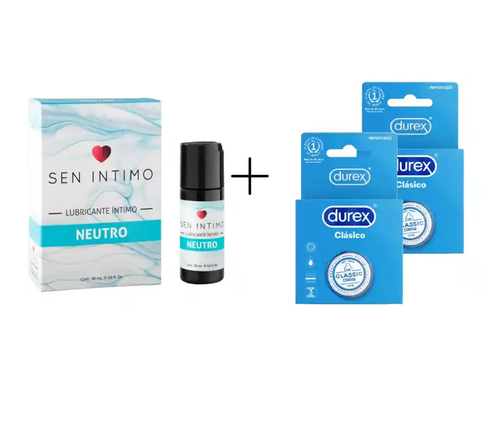 Combo Lubricante Intimo Base Agua + Durex Clásico