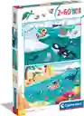 Rompecabezas 2x60 Piezas Vida Marina Y Playa Para Niños
