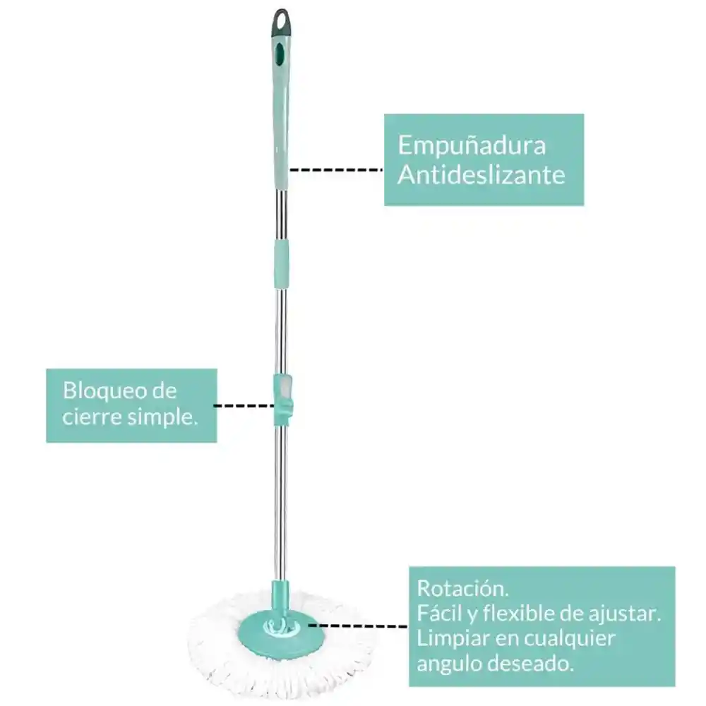 	trapero Giratorio 360 Balde Escurridor Centrifugado Easy Spin