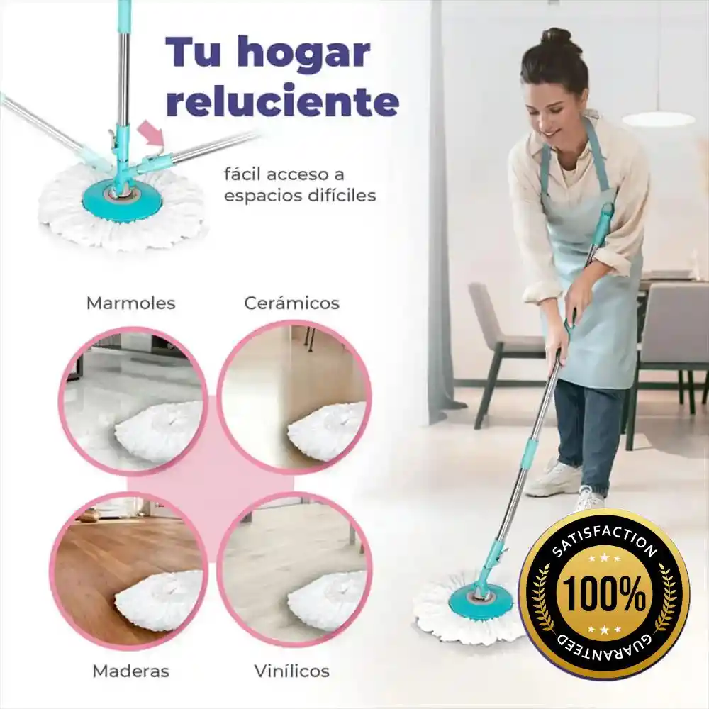 	trapero Giratorio 360 Balde Escurridor Centrifugado Easy Spin
